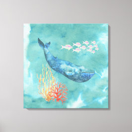 Blåval vattenfärg-ID368 Canvastryck