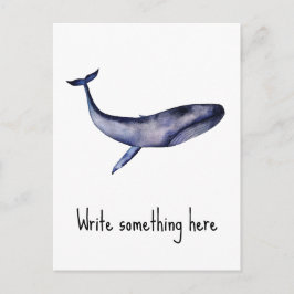 Blåval vattenfärg vykort