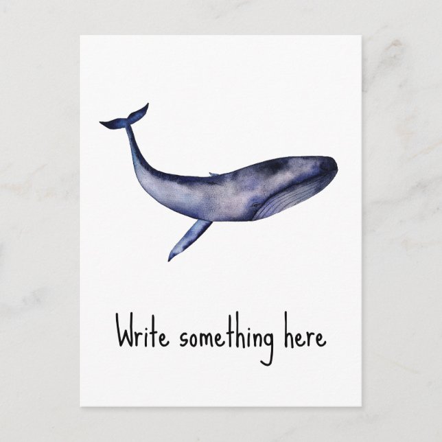 Blåval vattenfärg vykort (Framsida)