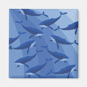 Blåvalar på vinkara illustration magnet