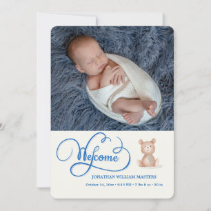 Blåvälkomstkallelse Birth-meddelande Meddelande