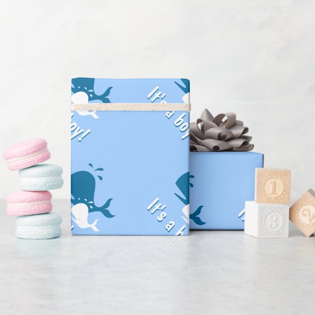 Blåvalsbarnvakt inpackningspapper presentpapper (Baby Shower)