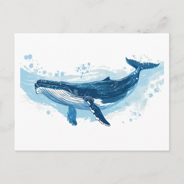 Blåvalsdäggdjur som simmar vykort (Framsida)