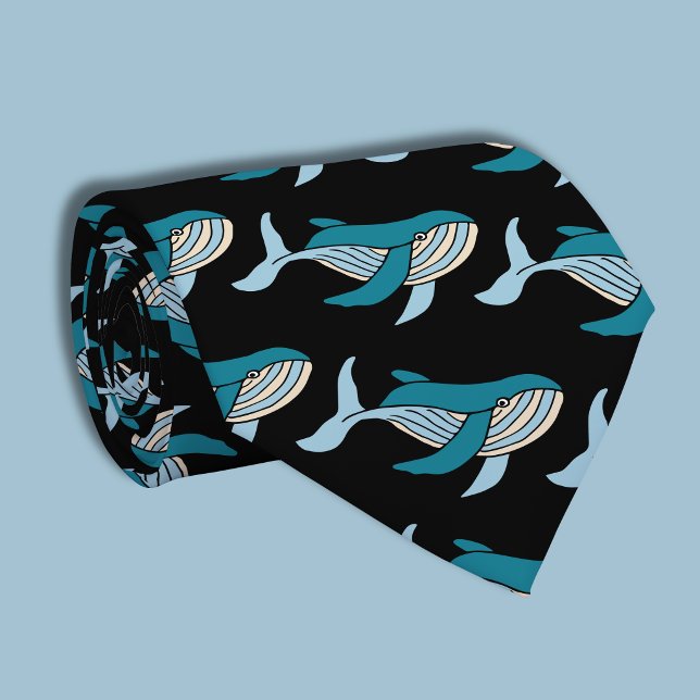 Blåvalsmönster Slips (Blue whale tie)