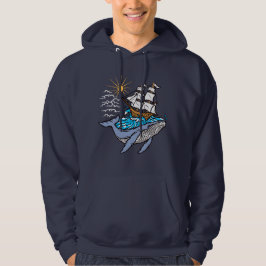 Blåvalssegling Frakt Wave Nautical Themme Hoodie