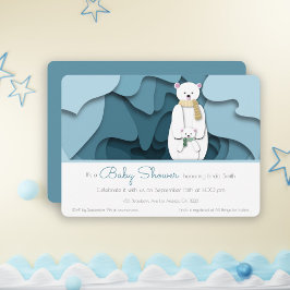 Blåvans Polar Bear Gender Neutral Baby Shower Inbjudningar