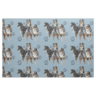 Blåväv i Australian shepherd Tyg