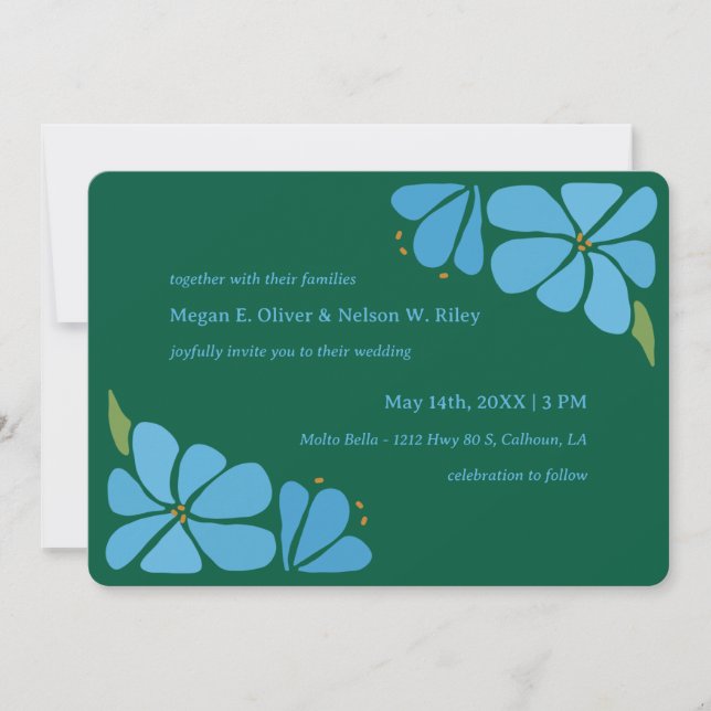 Blåväxtstillbjudan för blommor i Mönster Inbjudningar (Framsida)