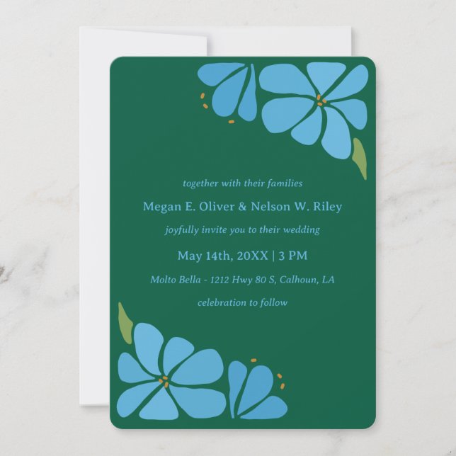 Blåväxtstillbjudan för blommor i Mönster Inbjudningar (Framsida)