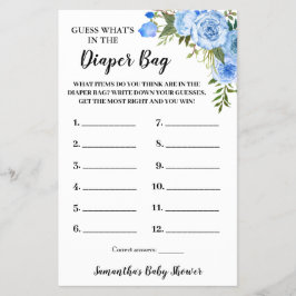 Blåvete i dagstidningen Baby Shower Game Card Flygblad