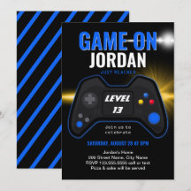 Blåvideospelsinbjudan på födelsedagen