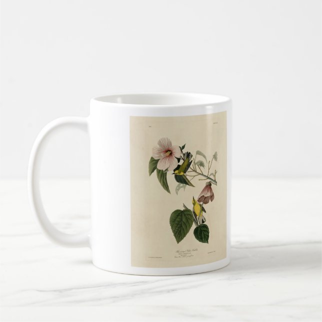 Blåvingad Gult Warbler - Audubon Birds America Kaffemugg (Vänster)