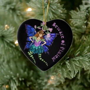 Blåvingad Pixie Ceramic Ornament