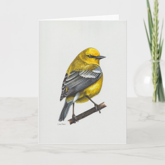 Blåvingat Warbler Art Card Tack Kort (Framsida)