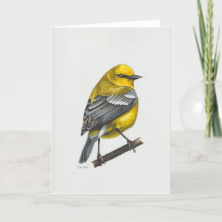 Blåvingat Warbler Art Card Tack Kort