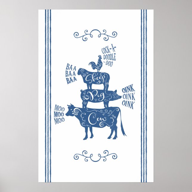 BlåVintage Land Poster (Framsidan)