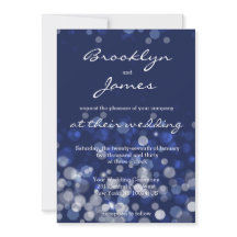 Blåvinter-temat bröllopsinbjudningar Bokeh