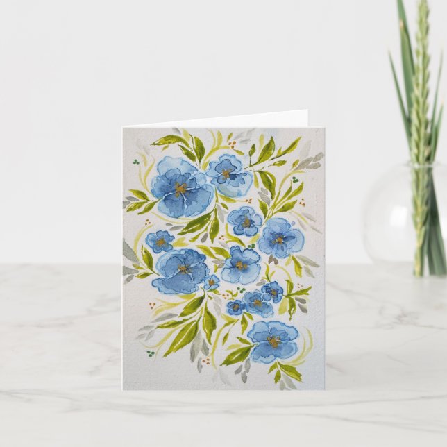 Blåviolett grönt löv - blankt - allt oc kort (Framsida)