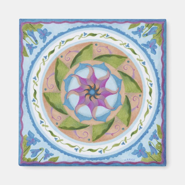 Blåvioletta kylskåp, magnet (Framsidan)