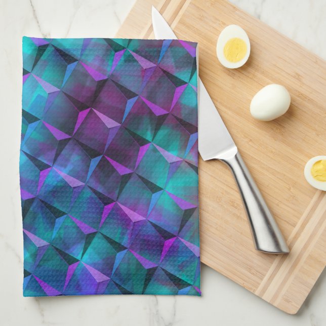 Blåvit 3D-nedfläckad med kvadratisk lilak för rosa Kökshandduk (Vikt i Fjärdedel)