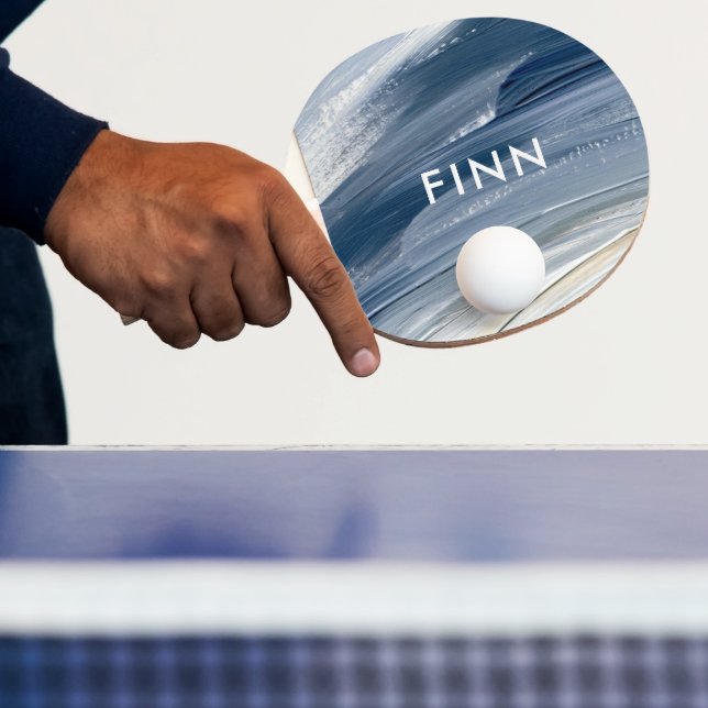 Blåvit abstrakt texturerad med modernt mönster pingisracket (Insitu)