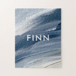 Blåvit abstrakt texturerad modern handmålad p pussel<br><div class="desc">Blåvit abstrakt texturerad modern handmålad elegant av personlig trendig med sportig presentpingpongpingdesign.</div>