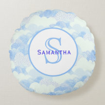 Blåvit Abstrakt Texturerade moln Mongram