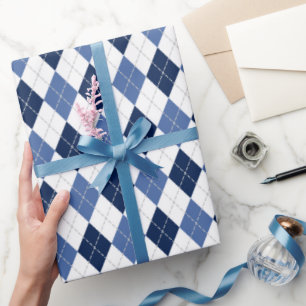 Blåvit argyle presentpapper