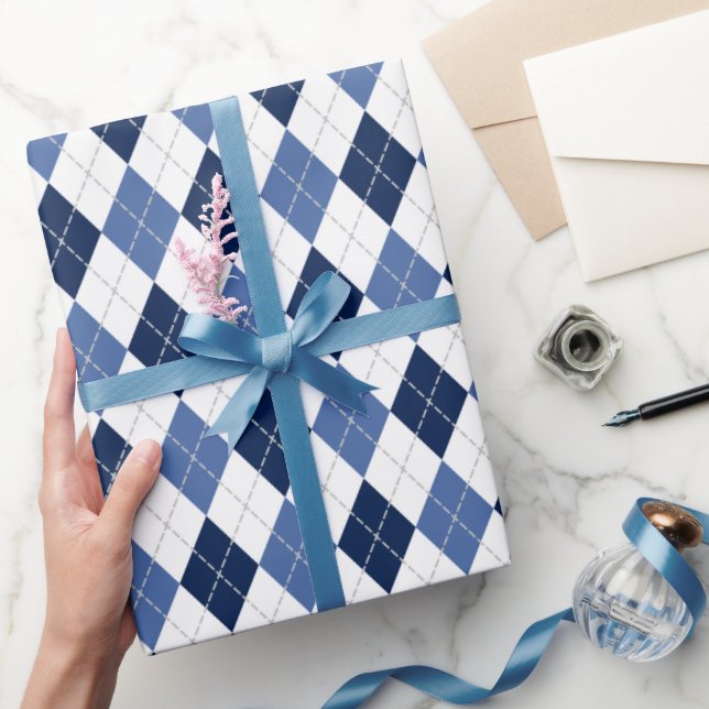 Blåvit argyle presentpapper (Gifting)