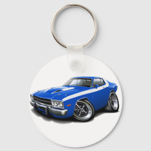 Blåvit bil 1973-74 för Roadrunner Nyckelring