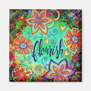Blåvit Blommigt för Söt, isotopisk inspiration Magnet