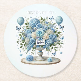 Blåvit Blommigt Vas Papper Underlägg Rund