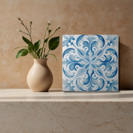 Blåvit, Ceramic Tile Blue Kakelplatta