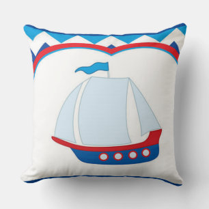 Blåvit Chevron Background Blue Sail Frakt Kudde