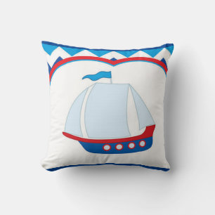 Blåvit Chevron Background Blue Sail Frakt Kudde
