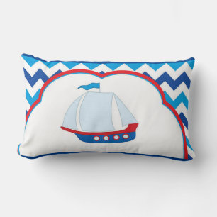 Blåvit Chevron Background Blue Sail Frakt Lumbarkudde