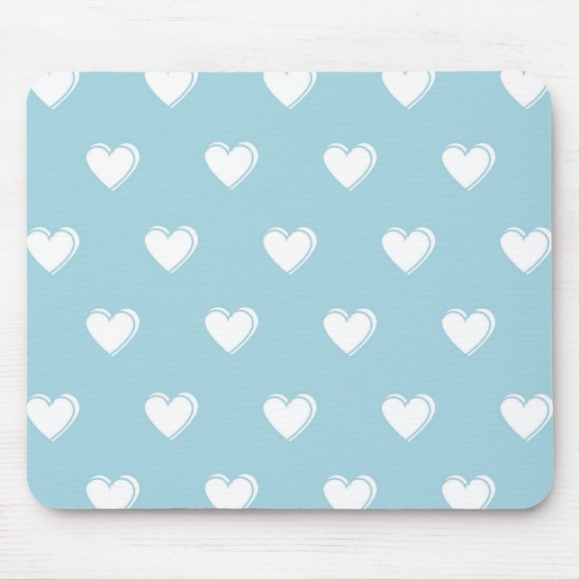 Blåvit Cute Simple Heart Mönster Musmatta (Framsidan)