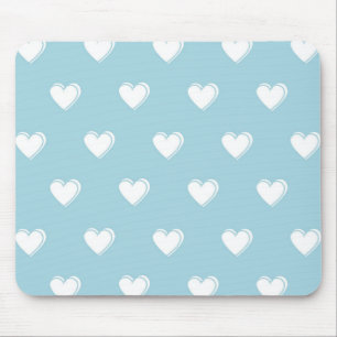 Blåvit Cute Simple Heart Mönster Musmatta