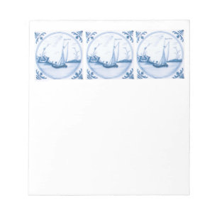Blåvit Delft-segelbåt Anteckningsblock