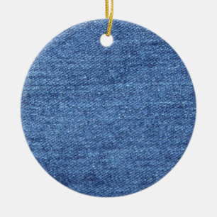 Blåvit Denim Struktur-utseende Julgransprydnad Keramik