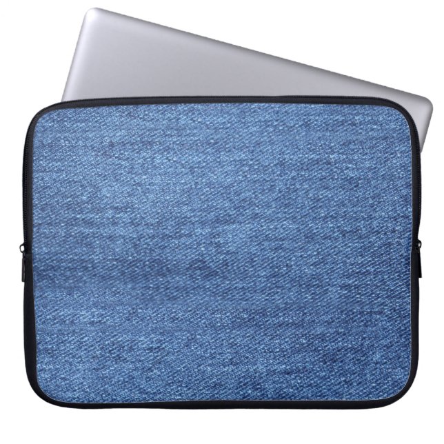 Blåvit Denim Struktur-utseende Laptop Fodral (Framsidan)