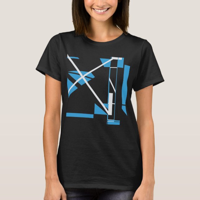 Blåvit diagonal X MCM-utseende Geometrisk Abstrakt T Shirt (Framsida)