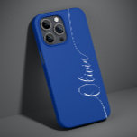 Blåvit Elegant, Kalligrafi, skript Namn<br><div class="desc">Blåvit Elegant Calligraphy Script Anpassningsbar Personlig Namn iPhone 14 Smart Phone Case har en modern och enkel design för trendig och snyggt med personlig namn i elegant-handskriven calligraphy-skripttypografi på blå bakgrund. Designad av ©Evco Studio www.zazzle.com/store/evcostudio</div>