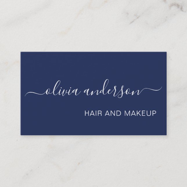 Blåvit, enkel Hair Makeup Salon Visitkort (Framsida)