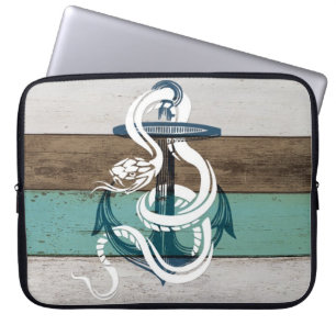 Blåvit fästpunkt för vitorm i vintagen fantastisk laptop sleeve