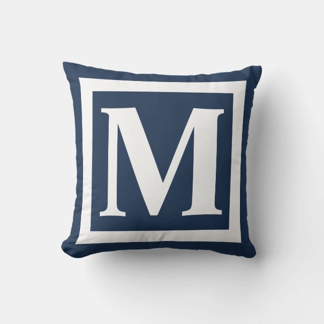 Blåvit, fetstil, Monogram - början Kudde (Framsida)
