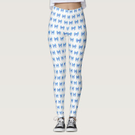 Blåvit gingham-buske mönster leggings