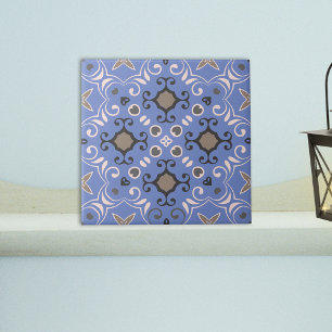 Blåvit Grått White Färg Bytbar Elegant Damask Kakelplatta