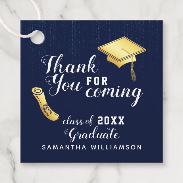 Blåvit Guld 2025 Studenten Tack Gåvor Etiketter (Framsida)