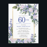Blåvit Guld-Blommigt 60:e Födelsedagsfesten Inbjudan Vykort<br><div class="desc">Ät en speciell kvinna med denna elegant och feminin 60 Födelsedagsfest inbjudan. 60:e är skrivet i stor blå text. Födelsedagsfirandet följer. Gästgästens namn ligger också i blå huvudstad brev. Återstoden av texten är mjukt grått. Information om födelsedagsfirandet omges av en chic guld ram som är dekorerad med vit ros och...</div>